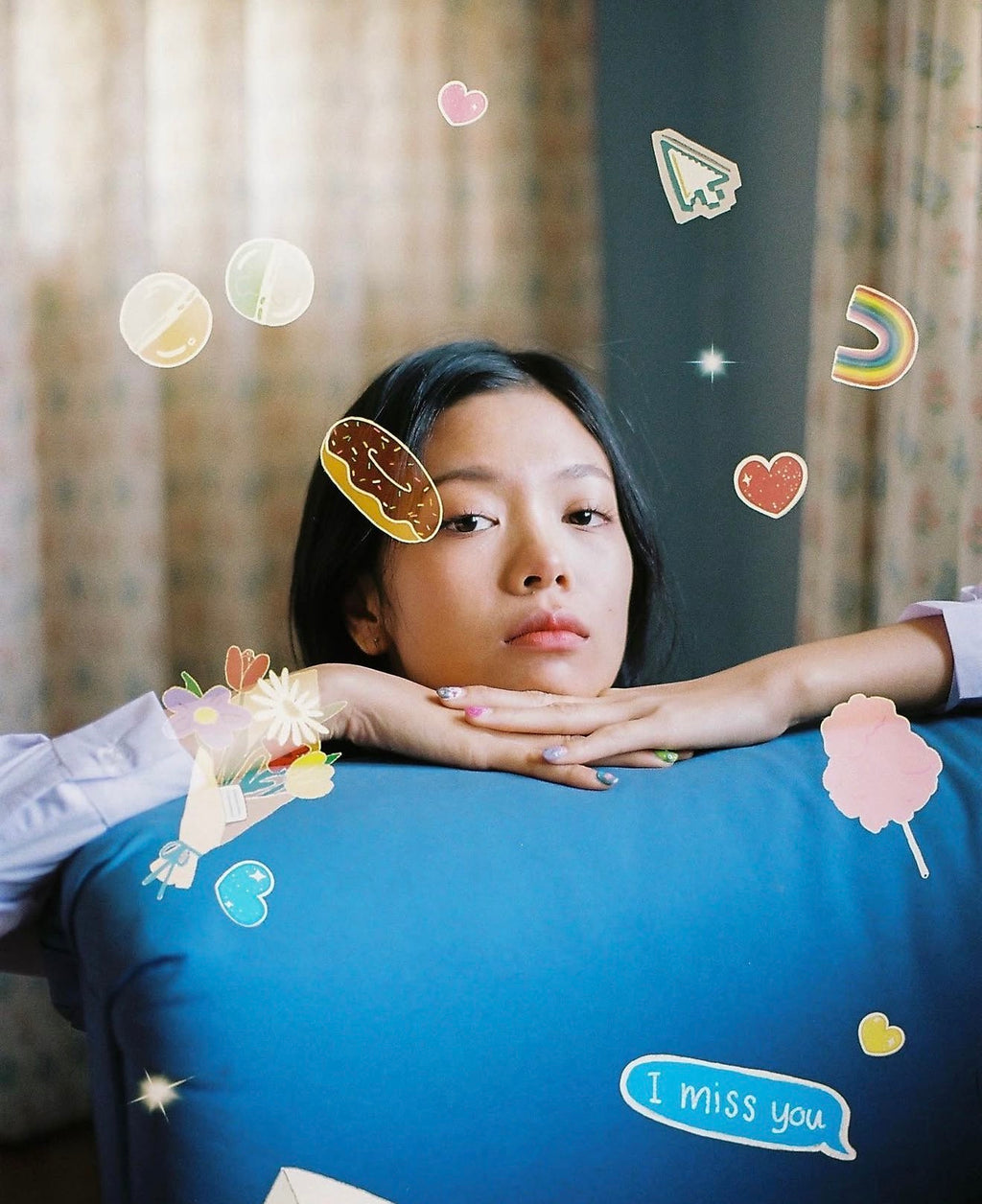 A girl has film  puppy love（特效菲林）